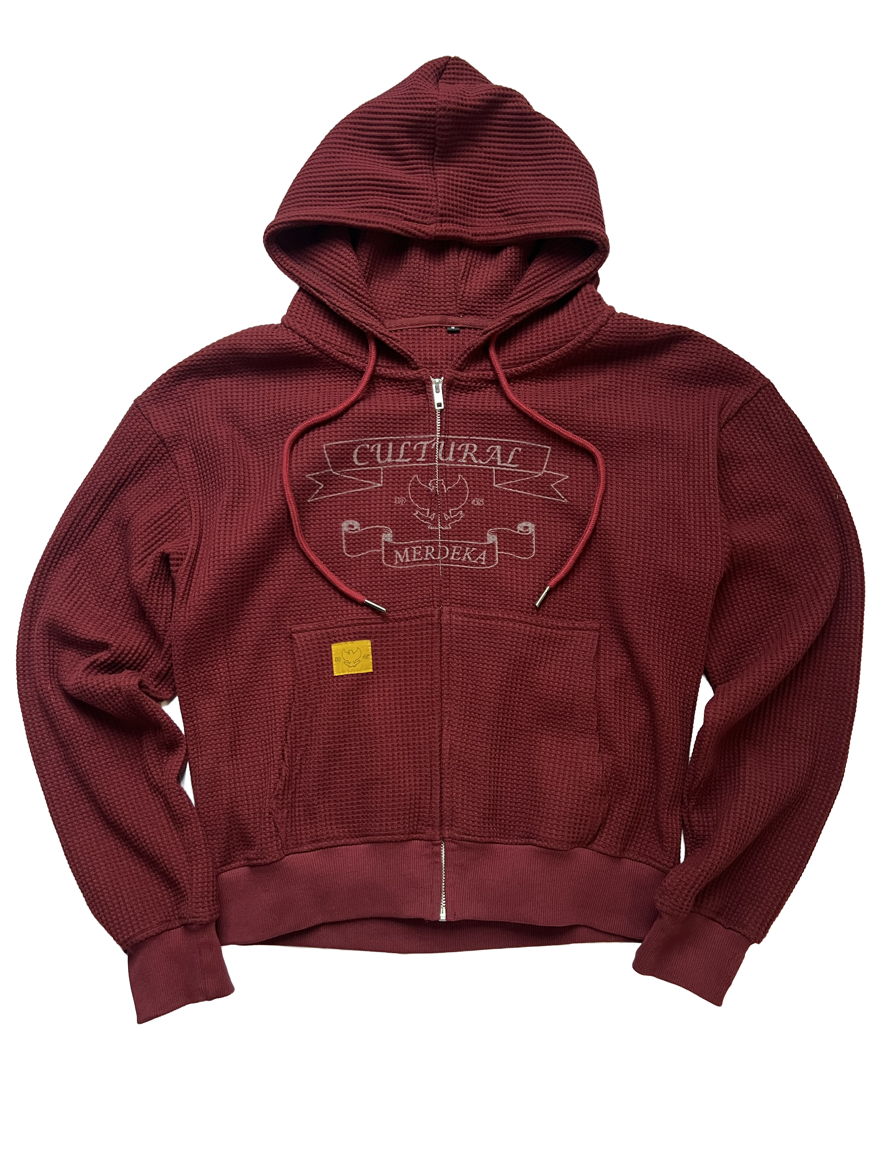 WAFFLE KNIT ZIP UP (BORDEAUX)